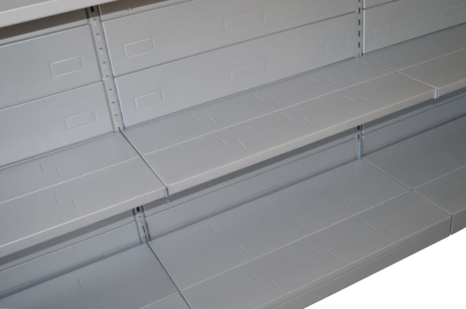 Scaffale in metallo verniciato alluminio per negozio cm. 97x30x250h