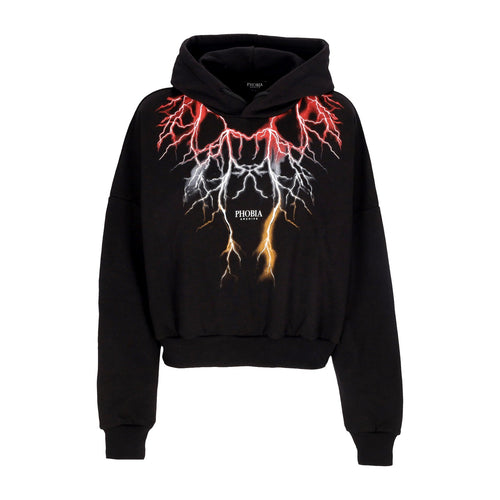 PHOBIA Felpa Leggera Cappuccio Donna Lightning Crop Hoodie Black/red/grey/orange da donna