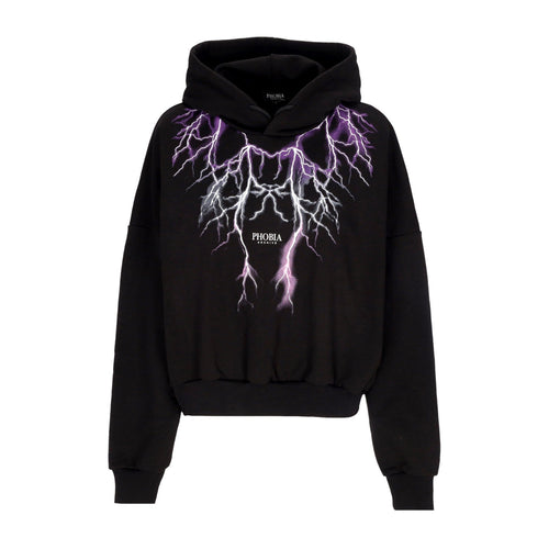 PHOBIA Felpa Leggera Cappuccio Corta Donna Lightning Crop Hoodie Black/purple/grey/fuchsia da donna
