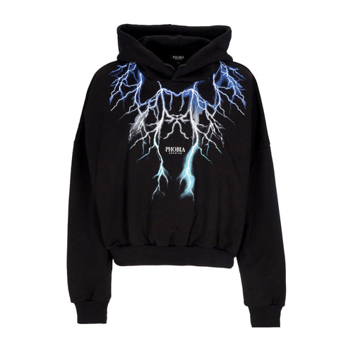 PHOBIA Felpa Leggera Cappuccio Donna Lightning Crop Hoodie Black/blue/grey/lightblue da donna