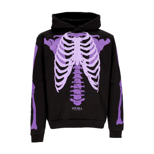 PHOBIA Felpa Leggera Cappuccio Uomo Skeleton Print Hoodie Black/purple da uomo