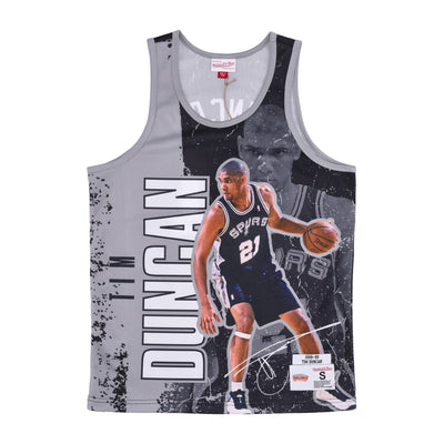 MITCHELL & NESS Canotta Tipo Basket Uomo Nba Burst Mesh Tank No 21 Tim Duncan Saaspu Original Team Colors da uomo