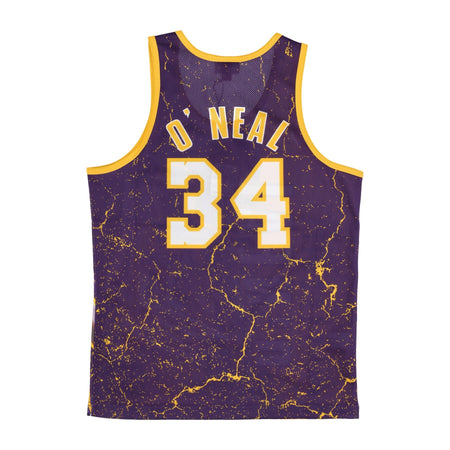 MITCHELL &amp; NESS Canotta Tipo Basket Uomo Nba Burst Mesh Tank No 34 Shaquille O'neal Loslak Original Team Colors da uomo