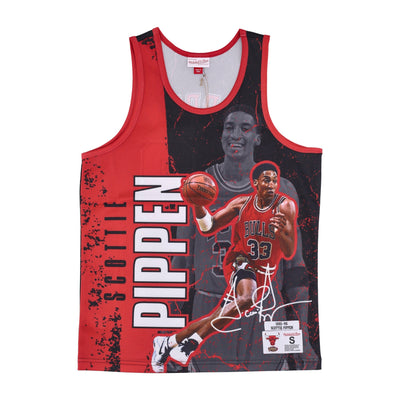 MITCHELL & NESS Canotta Tipo Basket Uomo Nba Burst Mesh Tank No 33 Scottie Pippen Chibul Original Team Colors da uomo