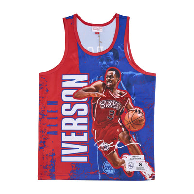 MITCHELL & NESS Canotta Tipo Basket Uomo Nba Burst Mesh Tank No 3 Allen Iverson Phi76e Original Team Colors da uomo