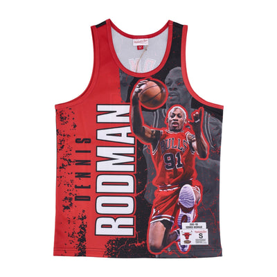 MITCHELL & NESS Canotta Tipo Basket Uomo Nba Burst Mesh Tank No 91 Dennis Rodman Chibul Original Team Colors da uomo