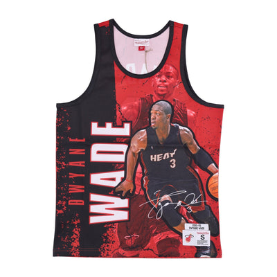 MITCHELL & NESS Canotta Tipo Basket Uomo Nba Burst Mesh Tank No 3 Dwyane Wade Miahea Original Team Colors da uomo