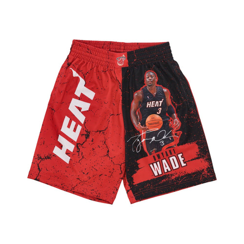 MITCHELL & NESS Pantaloncino Tipo Basket Uomo Nba Burst Mesh Short No 3 Dwyane Wade Miahea Original Team Colors da uomo