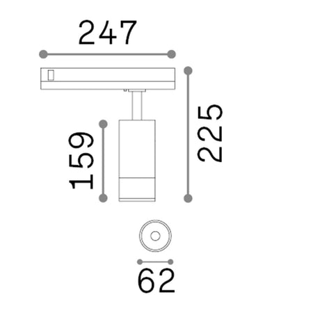 Proiettore Cilindrico Dali Eos Alluminio-Plastiche Nero Led 15W 3000K Luce Calda