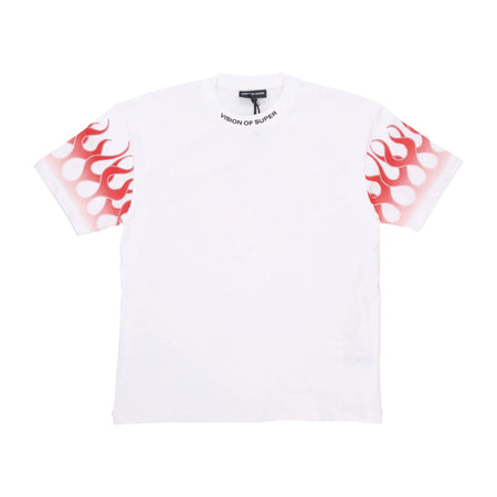 VISION OF SUPER Maglietta Uomo Flames Tee White/red da uomo