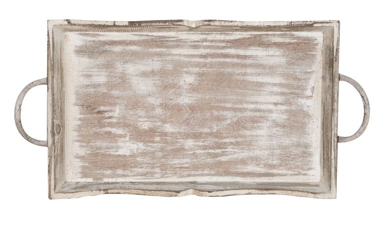 Biscottini Biscottini Set 2 Vassoi Legno Shabby Anticato Manici 51x9x28 48x9x24 Arredo Casa