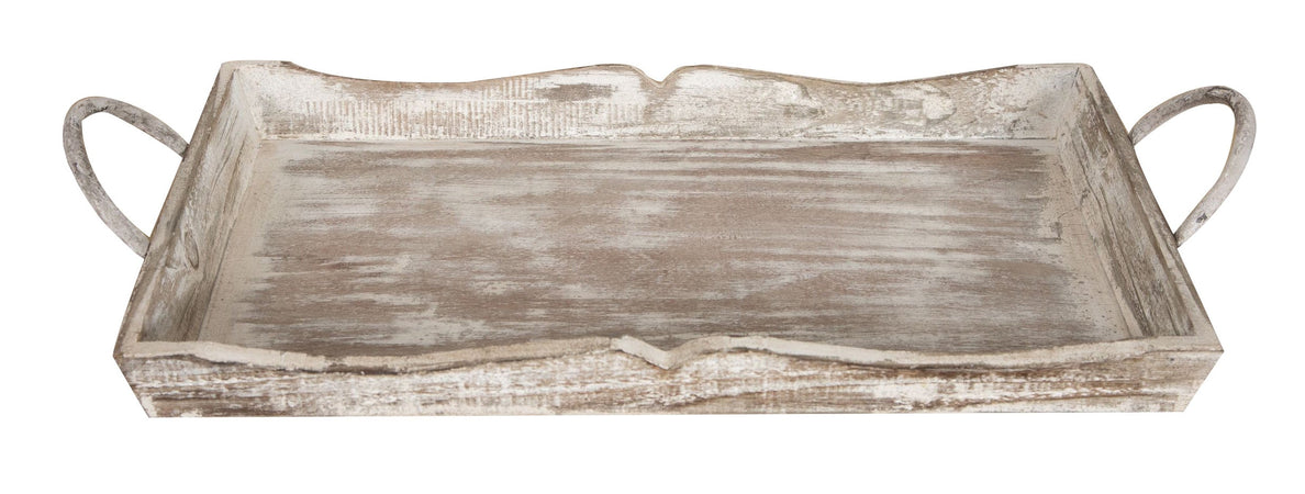 Biscottini Biscottini Set 2 Vassoi Legno Shabby Anticato Manici 51x9x28 48x9x24 Arredo Casa