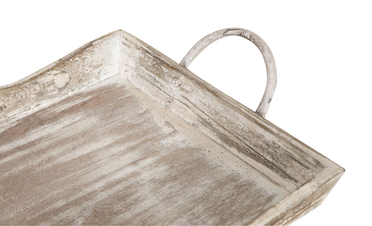 Biscottini SET DI 2 VASSOI IN LEGNO FINITURA BIANCO ANTICATO L51+48XPR9+9XH28+24 cm