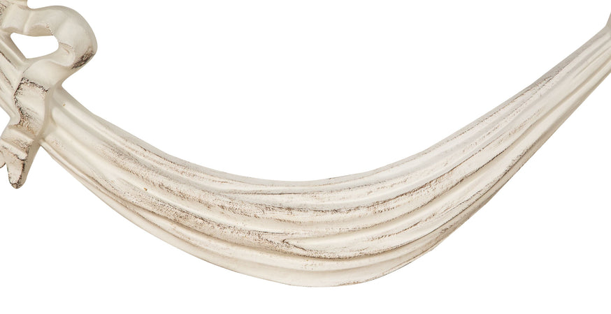 Biscottini Biscottini Sopraporta Fregio Decorativo Legno Bianco Anticato 136x6x37 Italian