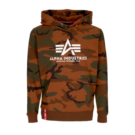 ALPHA INDUSTRIES Felpa Cappuccio Uomo Basic Hoodie Burned Camo da uomo