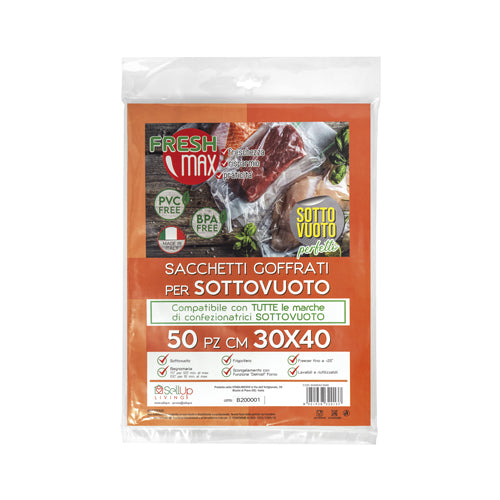 SH50SAC3040 FreshMax® Sacchetto Goffrato per sottovuoto 30x40cm - Confezione da 50 sacchetti