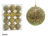 Set 12 Palle 60mm con Glitter e Paillettes Oro