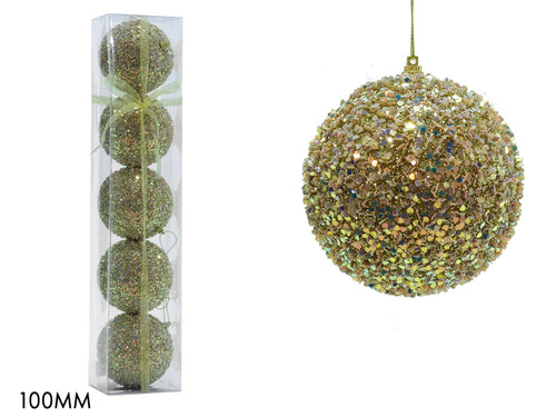 Set 5 Palle 100mm con Glitter Paillettes