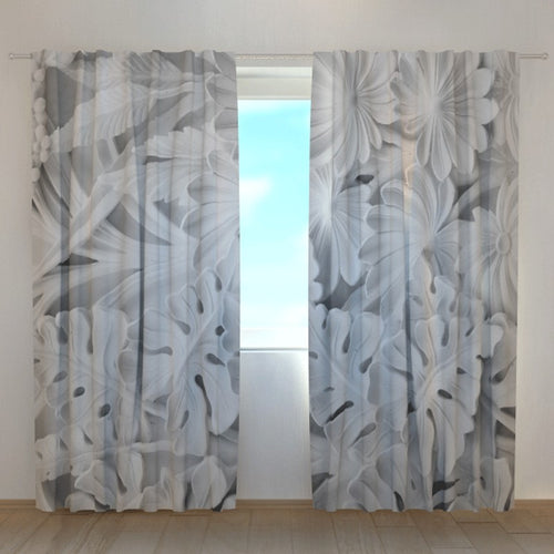 Tende con stampe moderne Foglie bianche