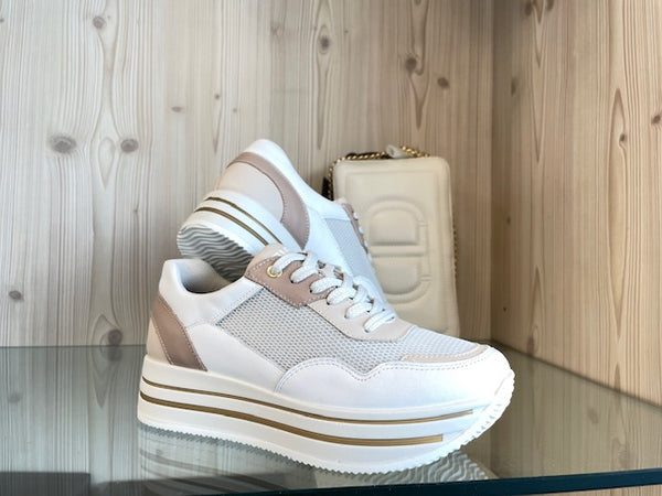 IGI&amp;CO Sneaker Donna Nappa Soft Rete Bianco Cipria
