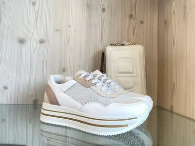 IGI&CO Sneaker Donna Nappa Soft Rete Bianco Cipria