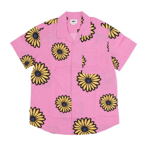 OBEY Camicia Manica Corta Uomo Daisy Blossoms Woven Wild Rose Multi da uomo