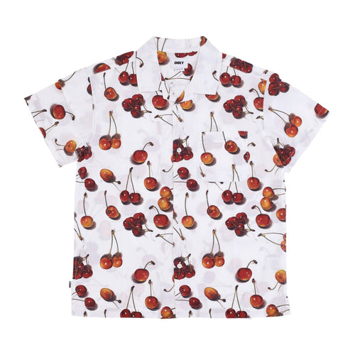 OBEY Camicia Manica Corta Uomo Bombed Woven White Multi da uomo