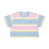 OBEY Maglietta Corta Donna Ariella Stripe Cropped Tee Sky Blue Multi da donna