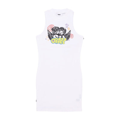 OBEY Vestito Donna Kaisley S/l Dress White Multi da donna