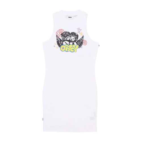 OBEY Vestito Donna Kaisley S/l Dress White Multi da donna