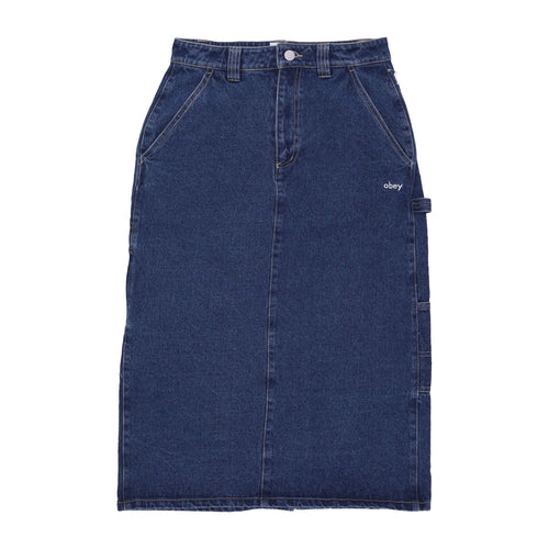 OBEY Gonna Lunga Donna Juniper Midi Skirt Stonewash Indigo da donna