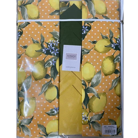 Tovaglia da tavola con tovaglioli Armonia di limoni Vingi Ricami
