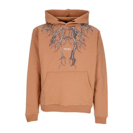 PHOBIA Felpa Leggera Cappuccio Uomo Lightning Print Hoodie Terracotta/grey da uomo