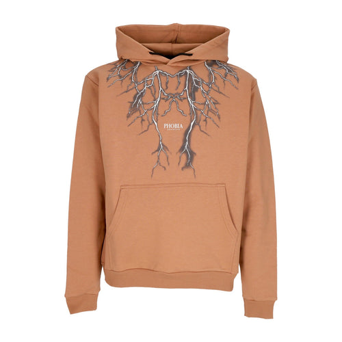 PHOBIA Felpa Leggera Cappuccio Uomo Lightning Print Hoodie Terracotta/grey da uomo
