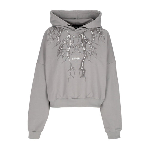 PHOBIA Felpa Leggera Cappuccio Corta Donna Lightning Crop Hoodie Grey/grey da donna