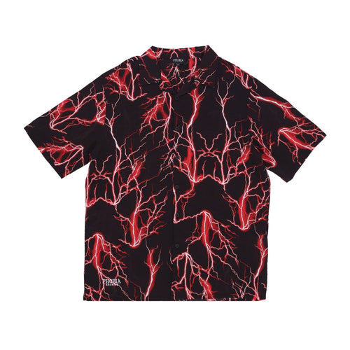 PHOBIA Camicia Manica Corta Uomo All Over Lightning Shirt Black/red da uomo