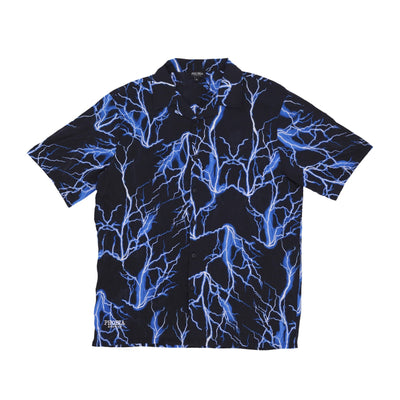 PHOBIA Camicia Manica Corta Uomo All Over Lightning Shirt Black/blue da uomo