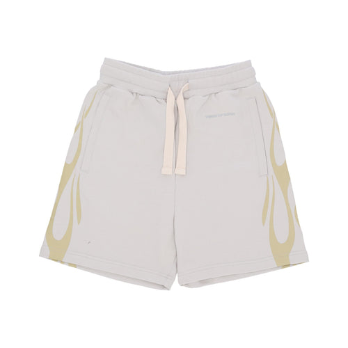VISION OF SUPER Pantalone Corto Tuta Uomo Flames Shorts Lunar Rock/off White da uomo