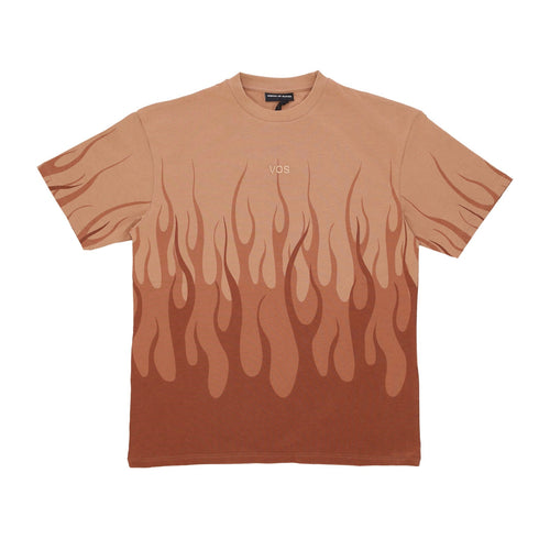 VISION OF SUPER Maglietta Uomo Double Flame Tee Terracotta da uomo