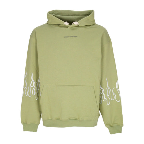 VISION OF SUPER Felpa Leggera Cappuccio Uomo Embroidery Flame Hoodie Green da uomo