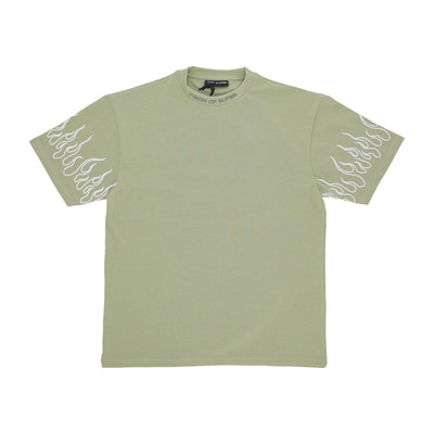 VISION OF SUPER Maglietta Uomo Embroidery Flame Tee Green da uomo
