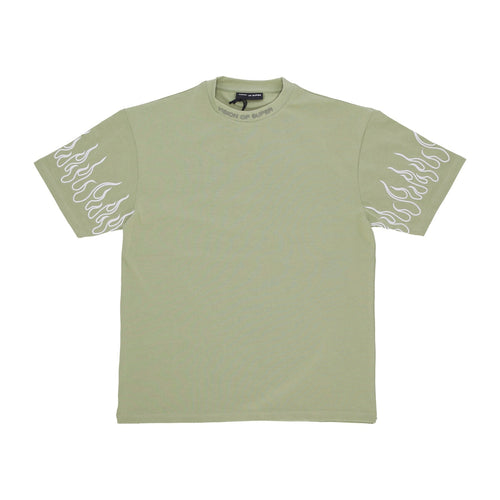 VISION OF SUPER Maglietta Uomo Embroidery Flame Tee Green da uomo