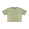 VISION OF SUPER Maglietta Corta Donna Flames Tee Green/off White da donna