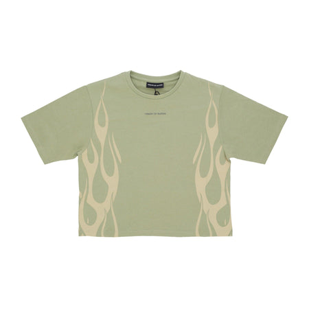 VISION OF SUPER Maglietta Corta Donna Flames Tee Green/off White da donna
