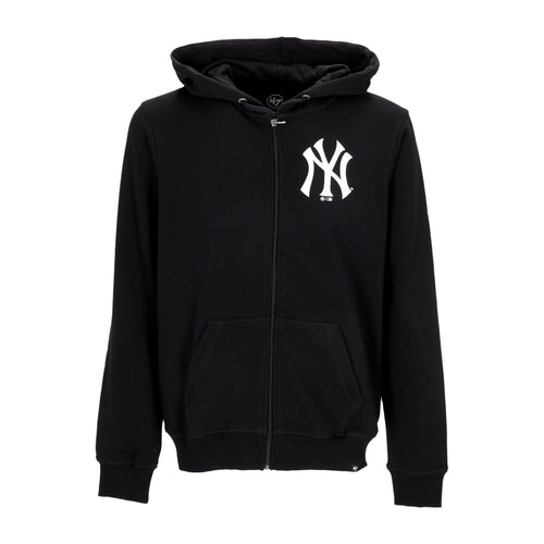 47 BRAND Felpa Leggera Cappuccio Zip Uomo Mlb Imprint Helix Zip Hoodie Neyyan Jet Black da uomo