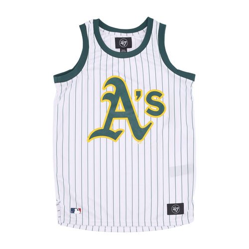 47 BRAND Canotta Tipo Basket Uomo Mlb Pinstriped Grafton Jersey Oakath White Wash da uomo