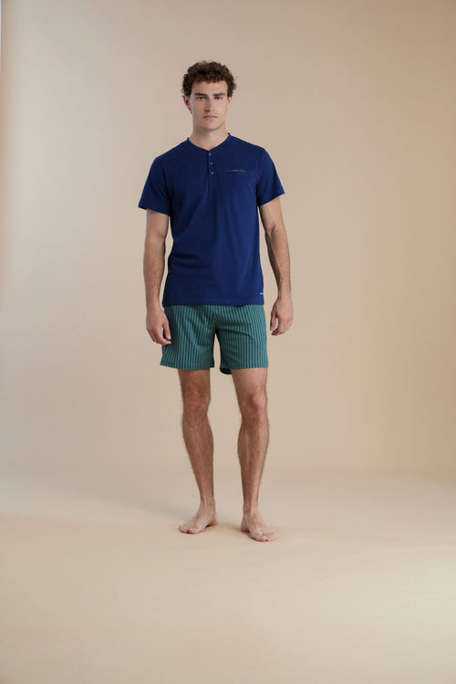 Pigiama uomo manica corta pantaloncino 100% cotone – Noi di notte 3063
