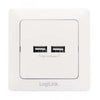 Logilink Presa a Muro 2 porte USB Bianco