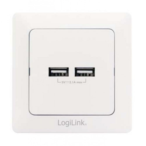 Logilink Presa a Muro 2 porte USB Bianco