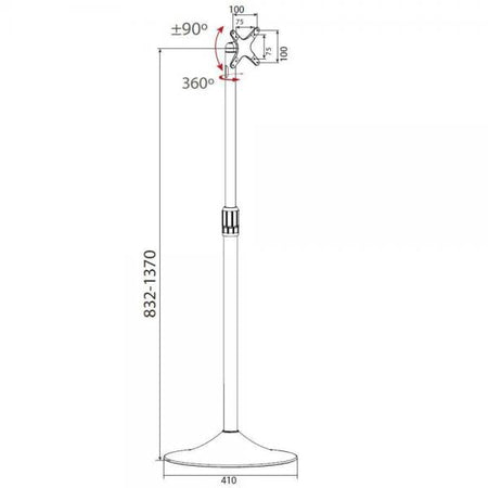 Supporto a Pavimento Colonna a Base Circolare per TV LCD/LED 13-27''